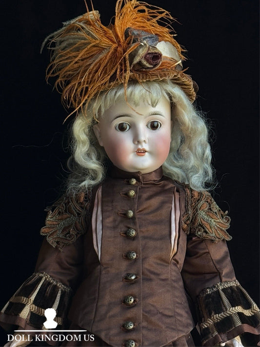 Antique German 25” Queen Louise Bisque Head Composition Body Doll