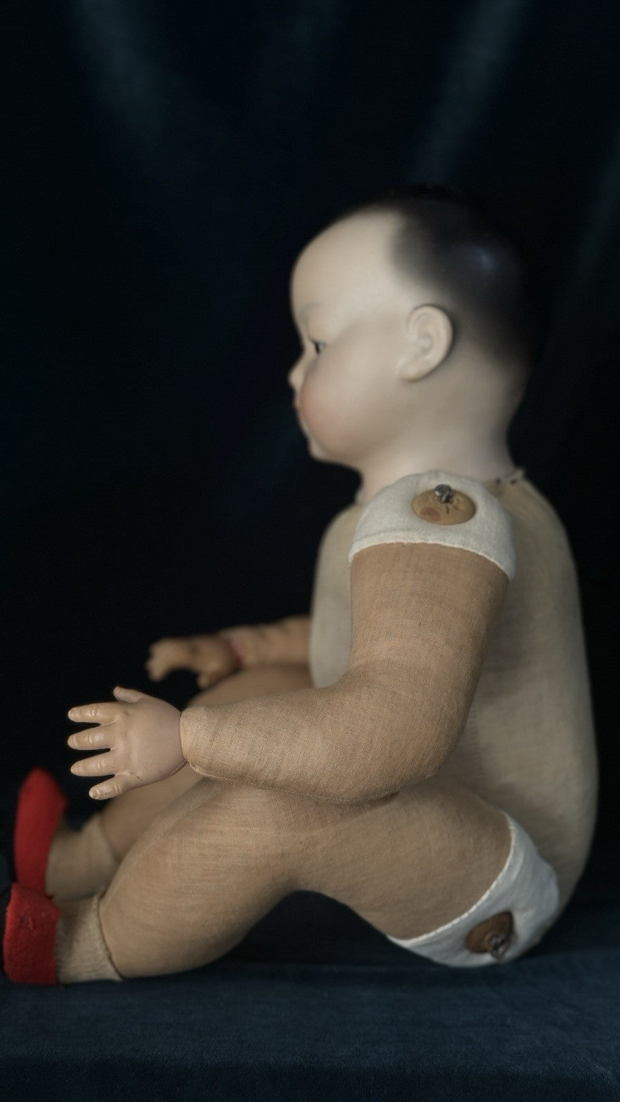 Rare Large 20” German Bisque Portrait of Asian Child by Theodor Recknagel