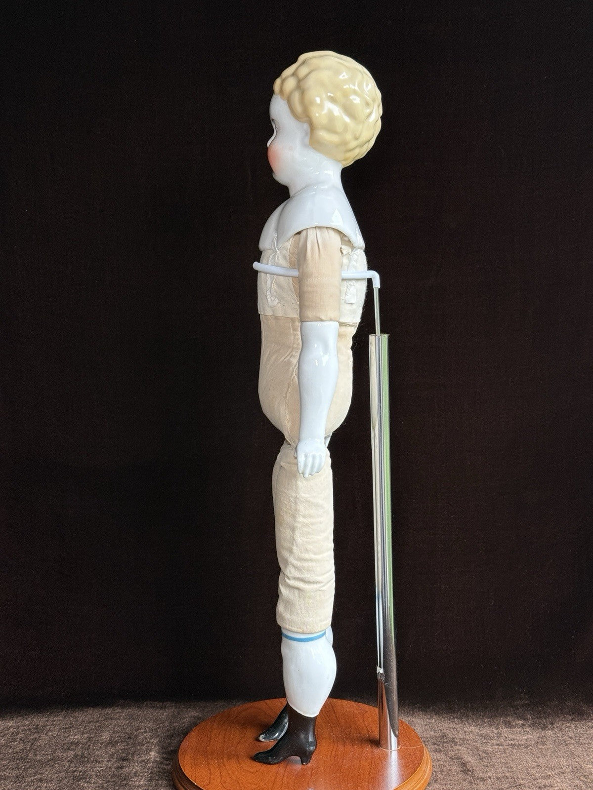 Antique German 21” Highbrow Blonde China Doll