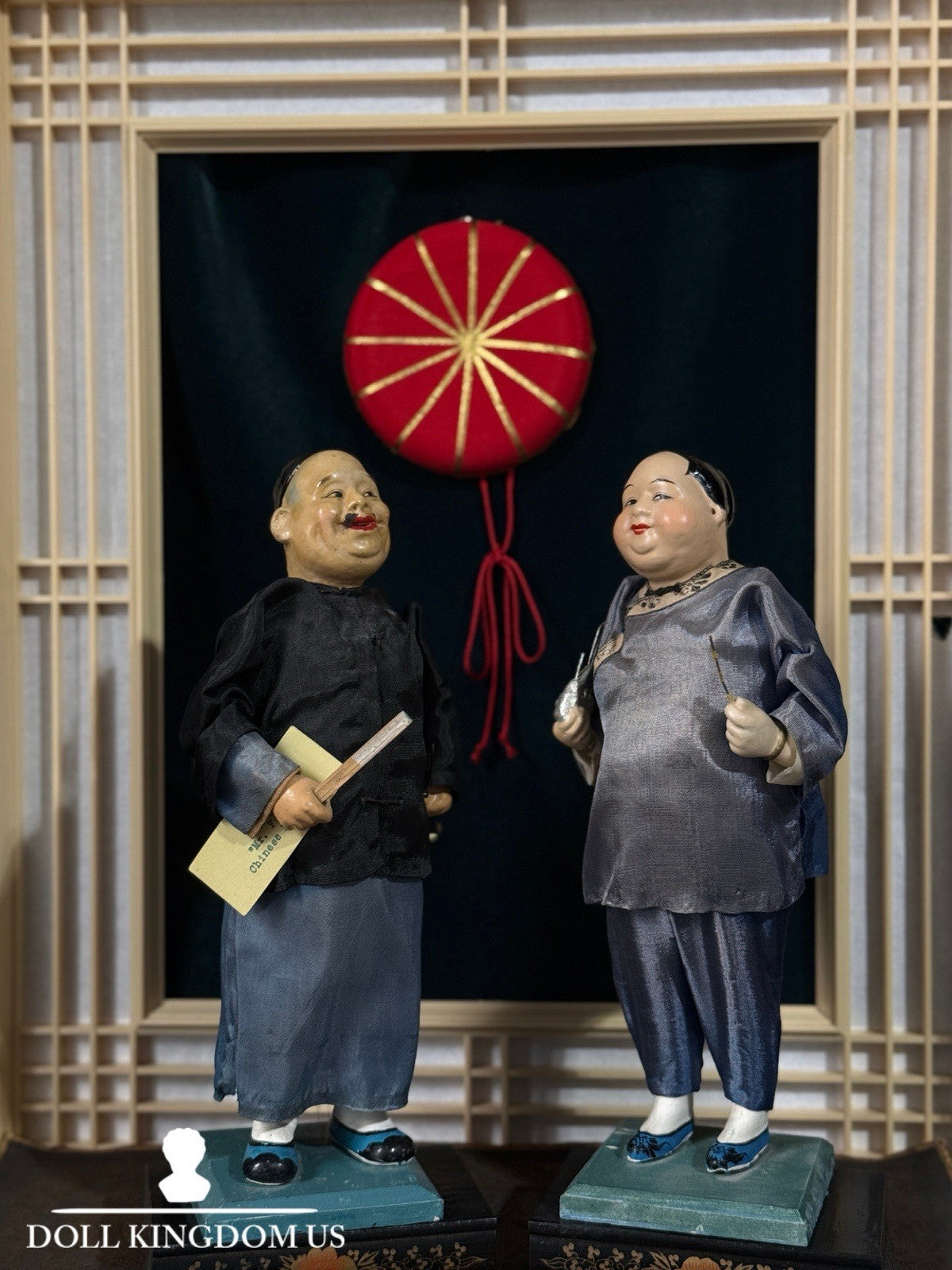 Lot Of 2 Vintage Composition 11.5” Dolls “Chinese Merchant Mr Foo And His Wife”