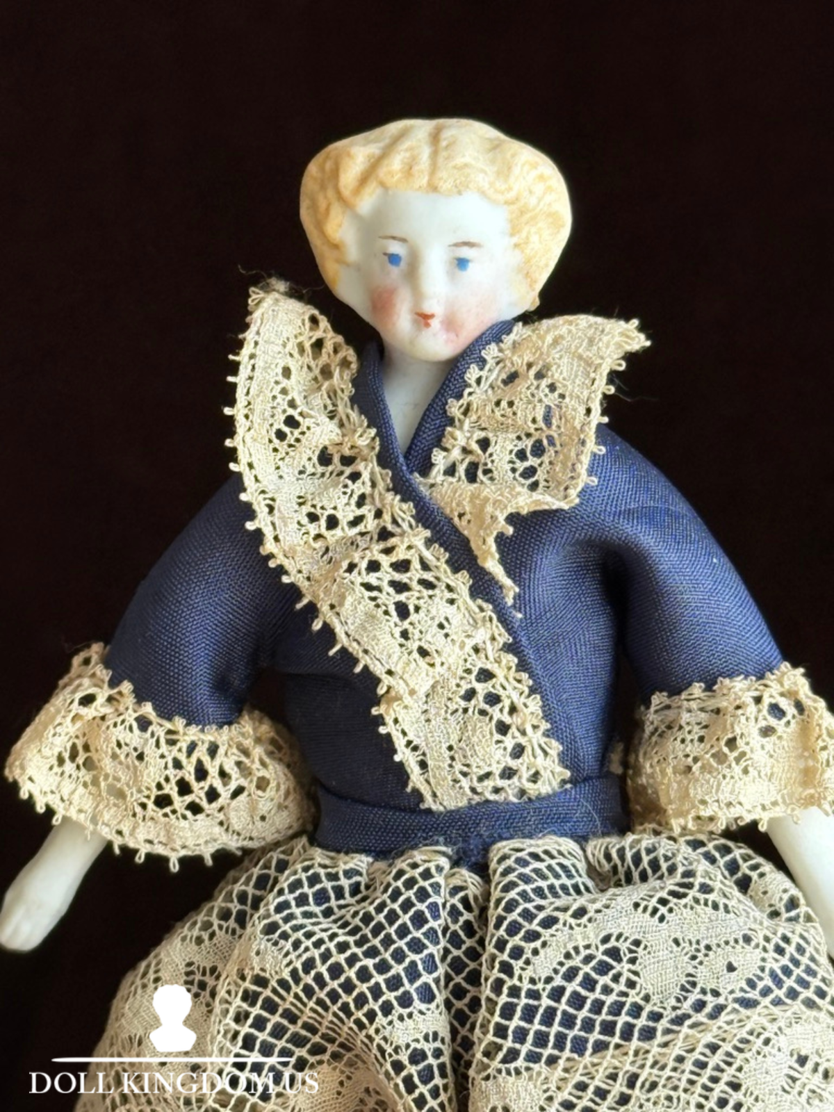 Antique German 3.75" Bisque Cloth Miniature Dollhouse Parian Bisque China Doll