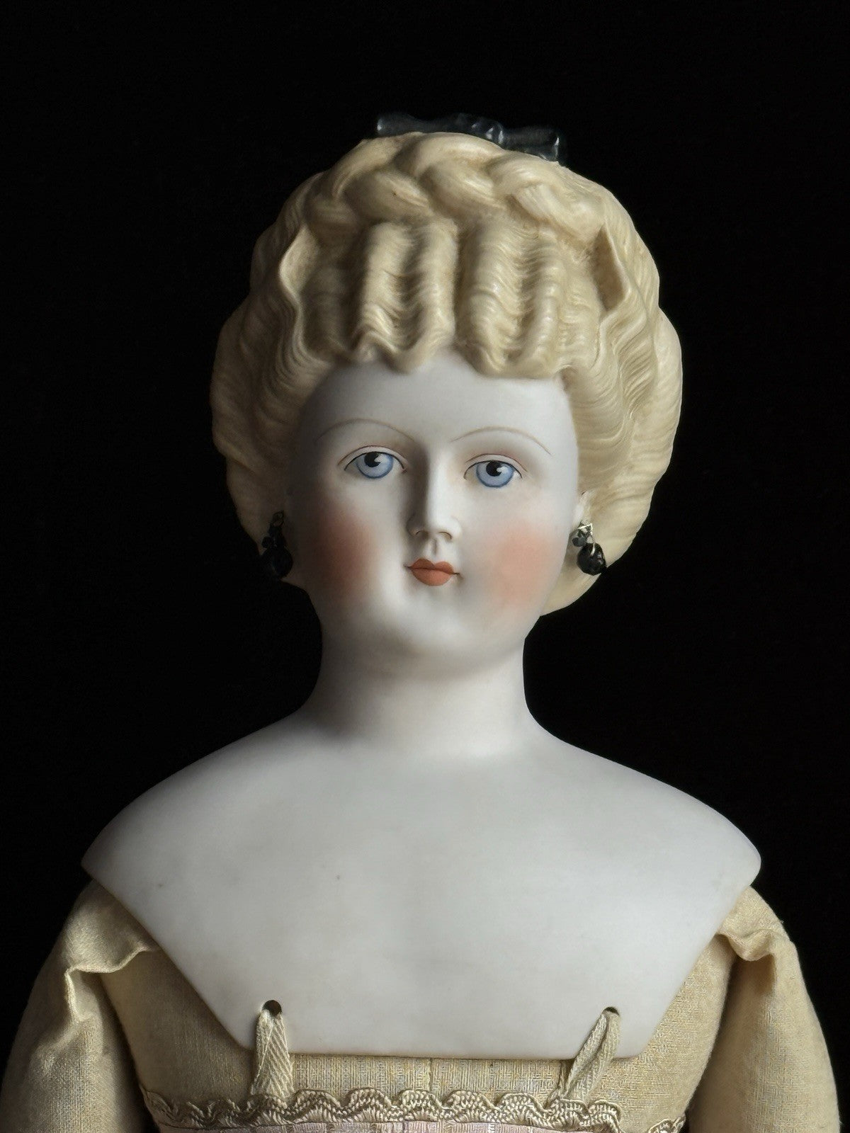 Vintage Porcelain 21.5” Signed Emma Clear Parian China Doll Pierced Ears