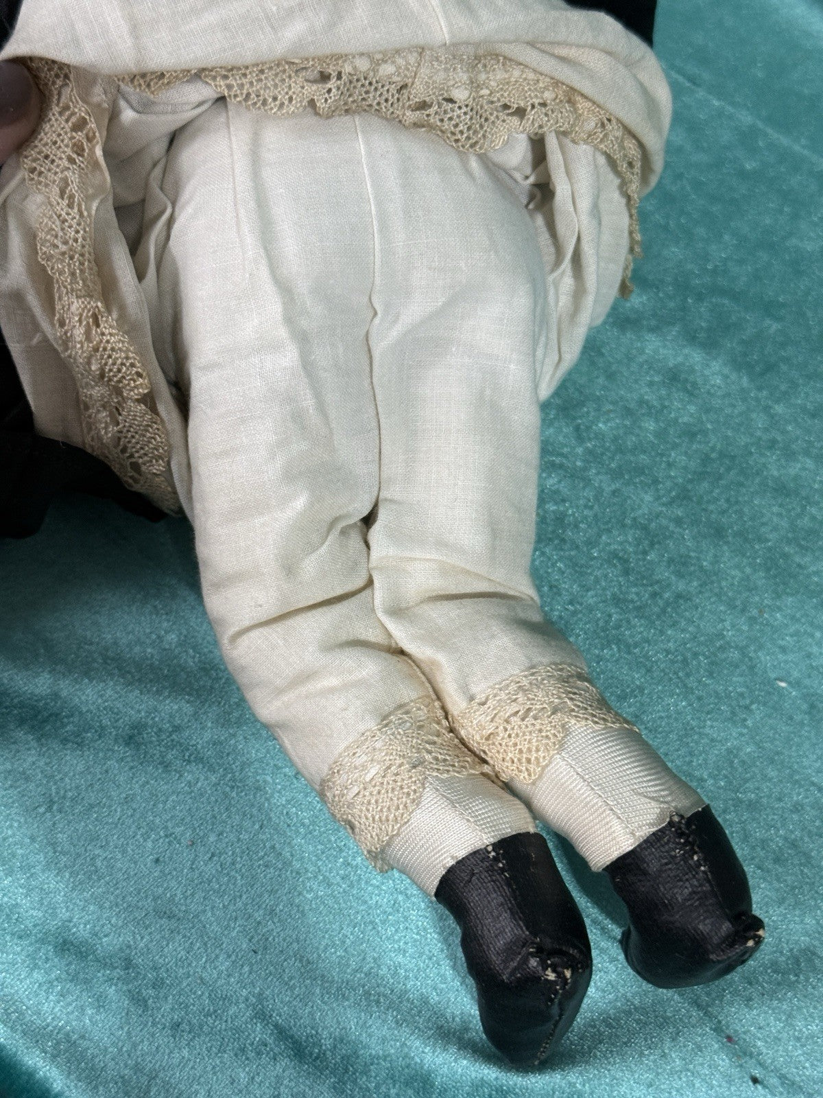 Lot Of 2 Antique 1940’s (?) French  Ravca Cloth  11.5” Dolls