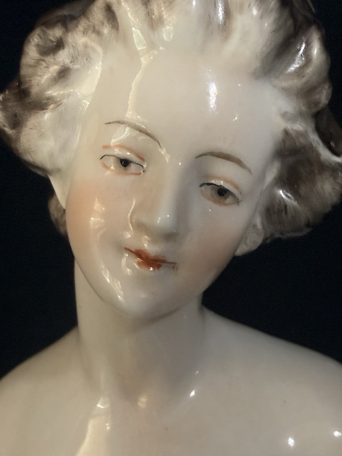 Antique German Porcelain Volkstedt Rudolstadt Half Doll Pin Cushion