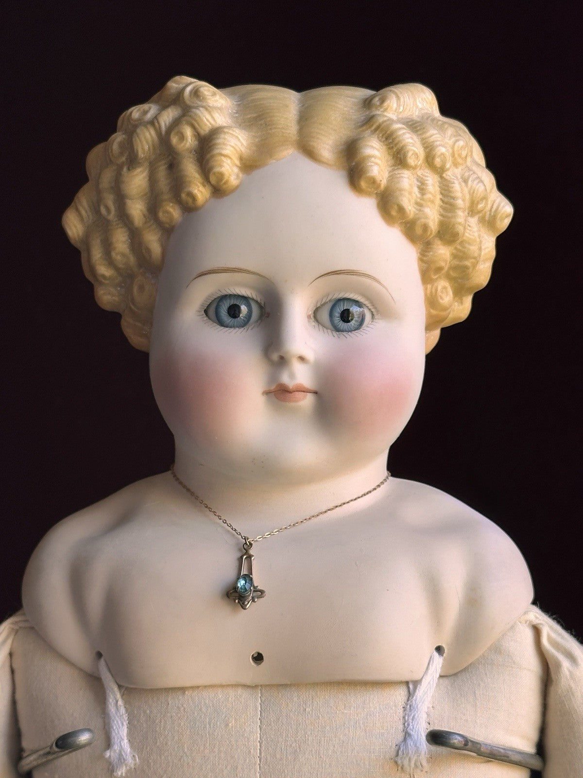 Large Antique German 26” ABG (?) Bisque Parian China Fashion Doll w/ Glass Eyes