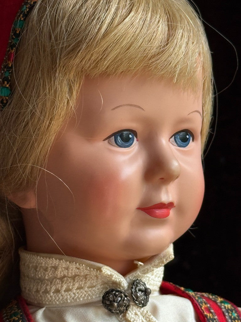 Lot of 2 Vintage Norwegian Ronnaug Petterssen Celluloid and Felt Dolls