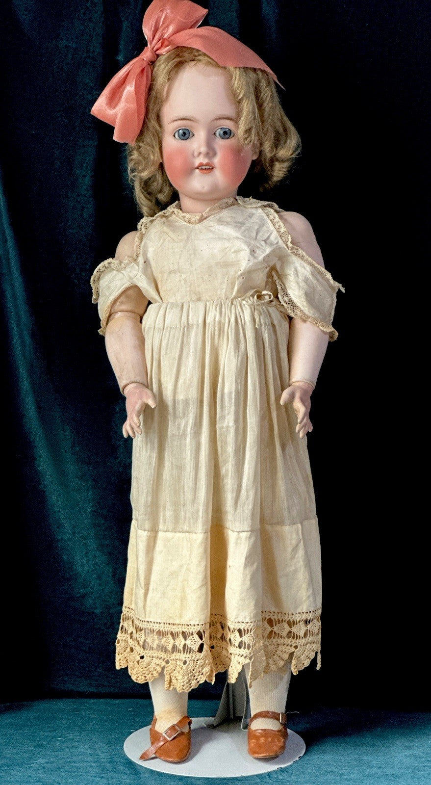 Antique German 29” Queen Louise Doll Bisque Head Composition Body