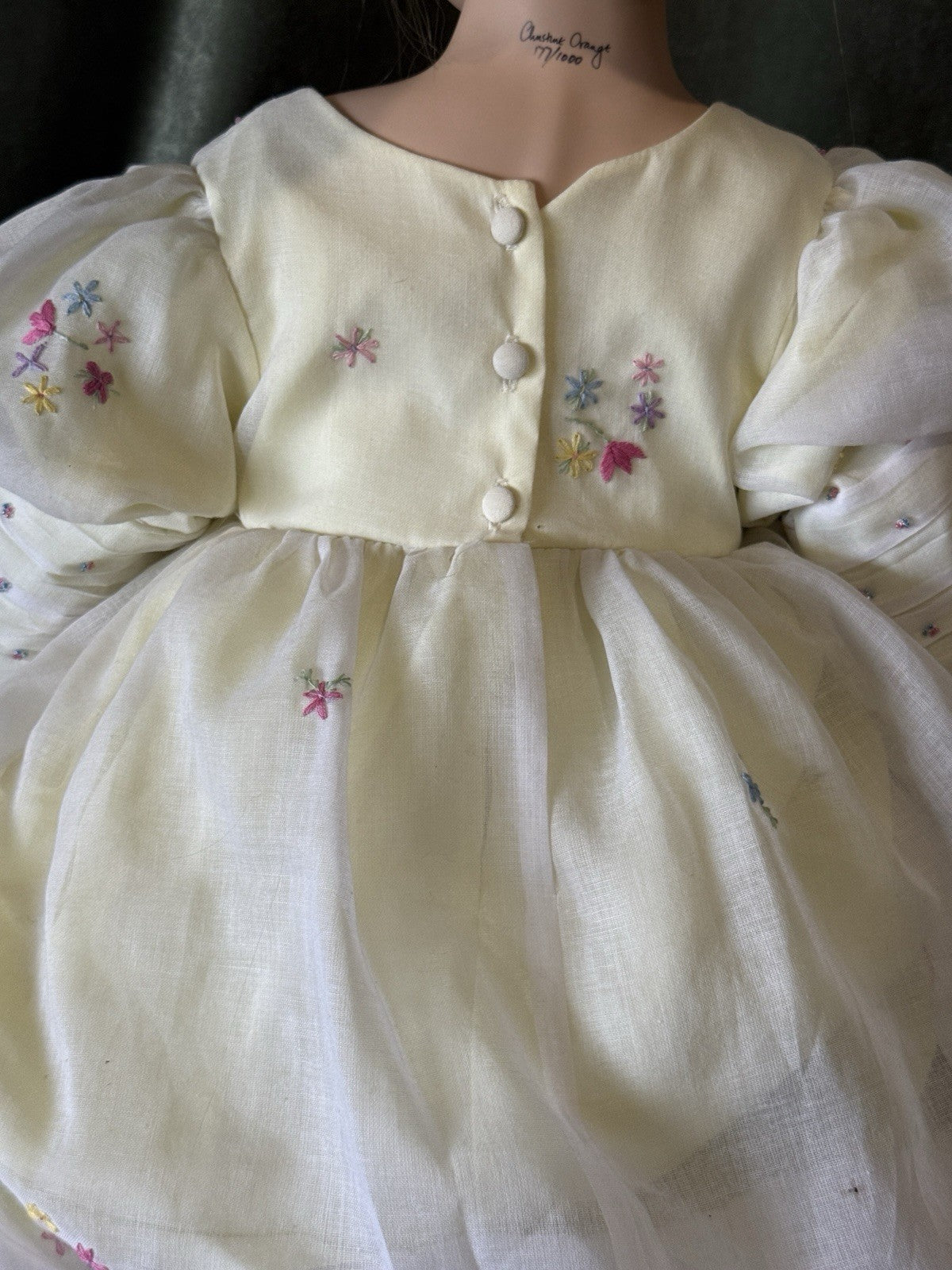 Collectible Porcelain 36” Doll “Bianca” by Christine Orange Tag