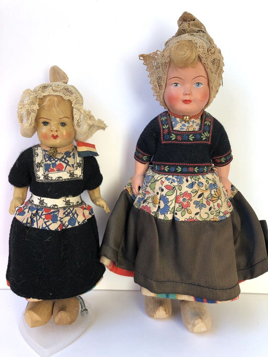 2 Antique/Vintage Celluloid/Composition Souvenir Dolls from Holland, Dovina