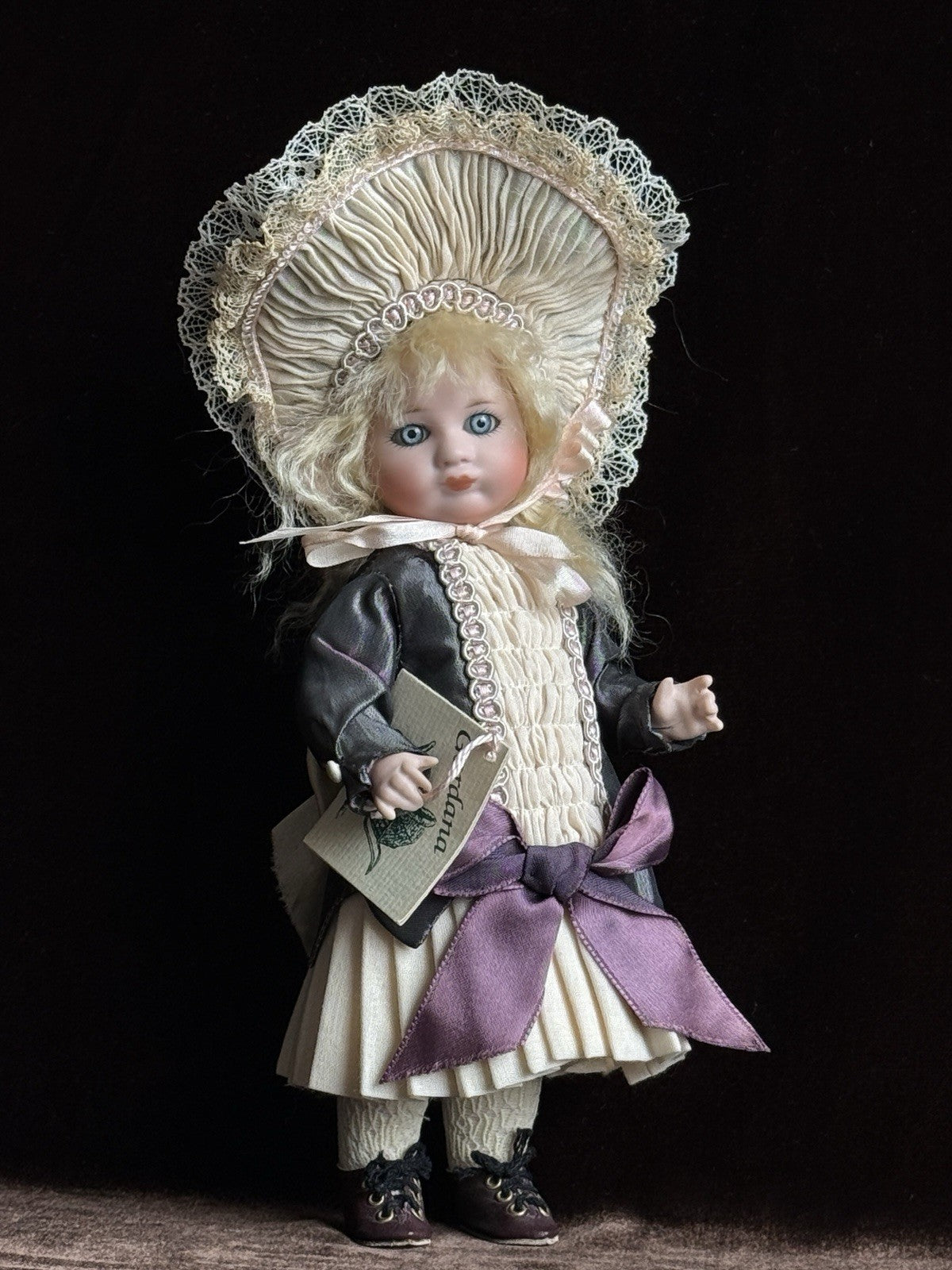 Miniature 8” Porcelain Reproduction of Antique French SFBJ 253 Pouty Girl Doll