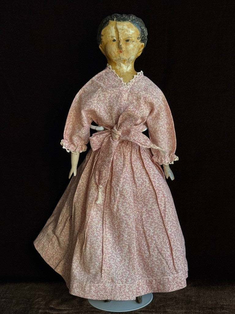 Early Antique English / German (?) Primitive 15" Carved Wooden Doll