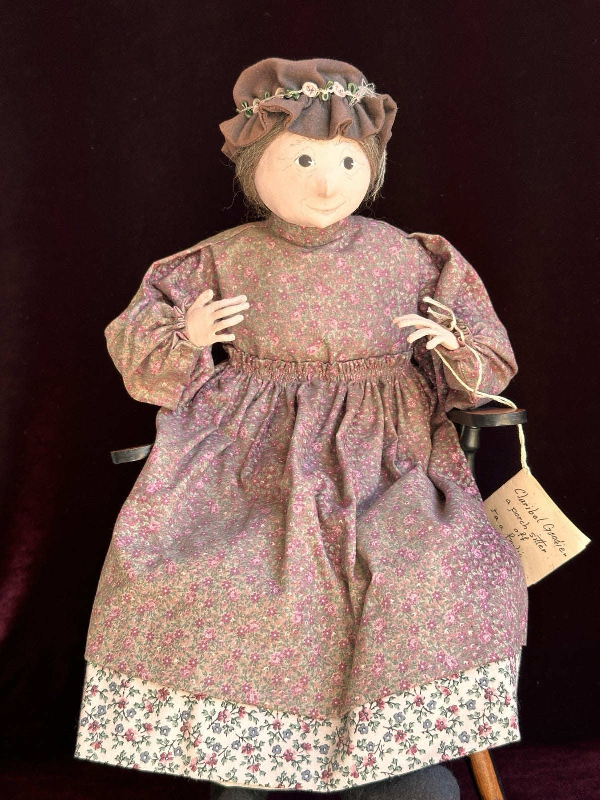 Vintage NIADA Artist Ellen Turner Cloth Painted Handmade Doll with Tag