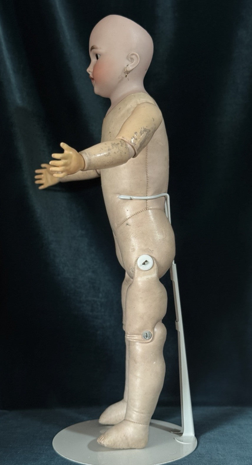 Antique German Simon Halbig Dep 1260 Bisque Head Leather Kid Body 20.5” Doll