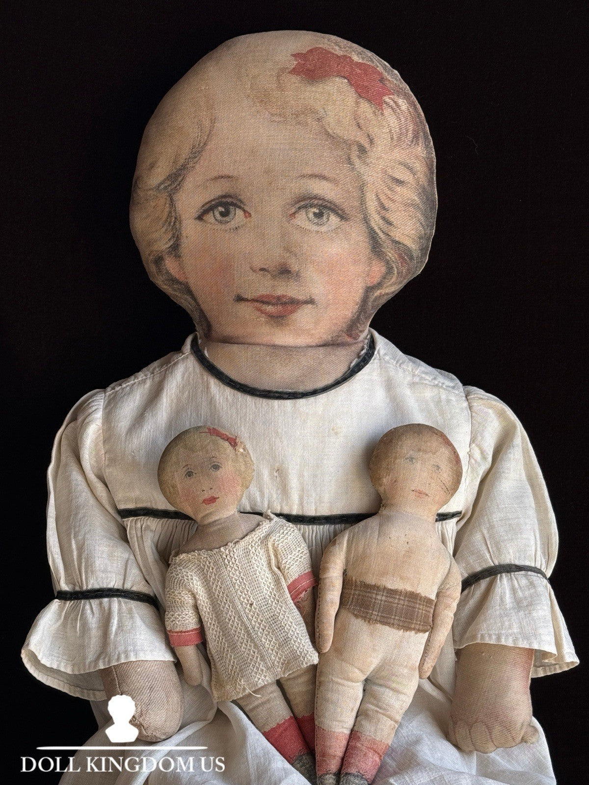 Antique Large 25” Art Fabric Mills Merrie Marie Lithograph Cloth Rag Doll
