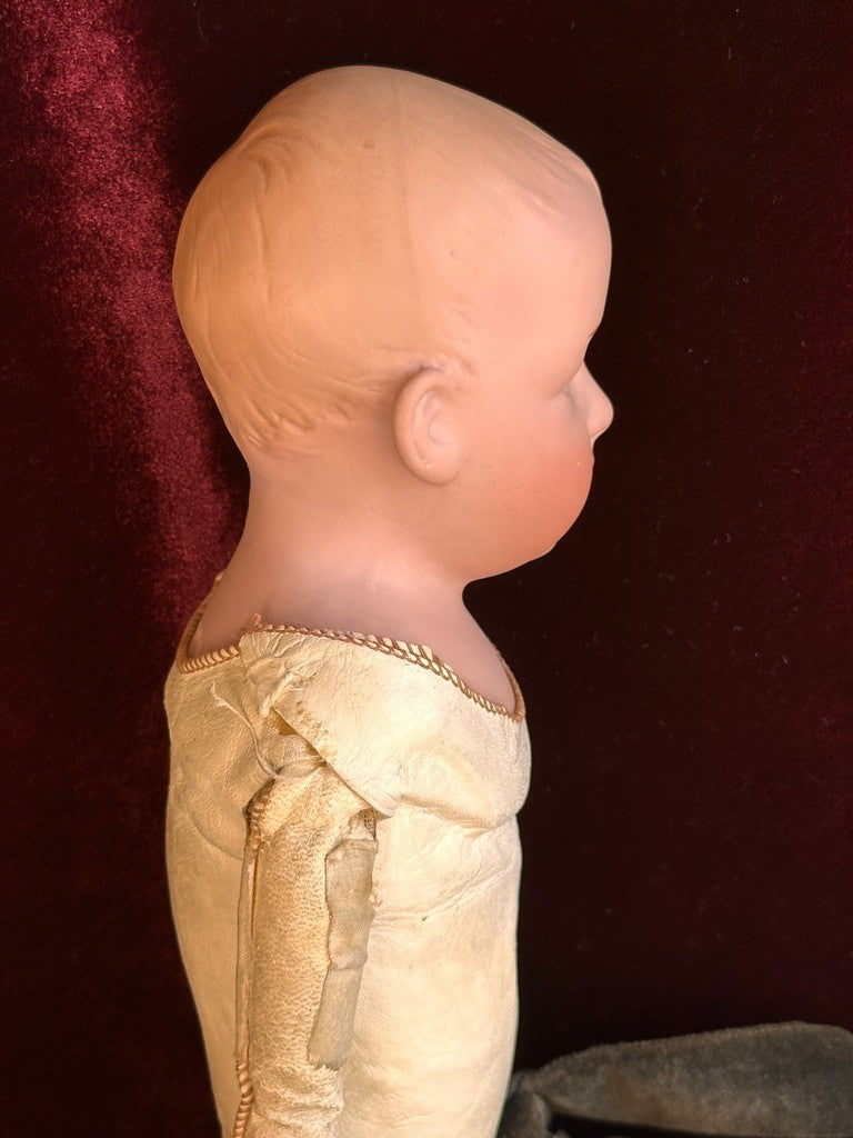 Antique German 14” Gebruder Heubach Pouty Bisque Shoulder Head Boy Doll