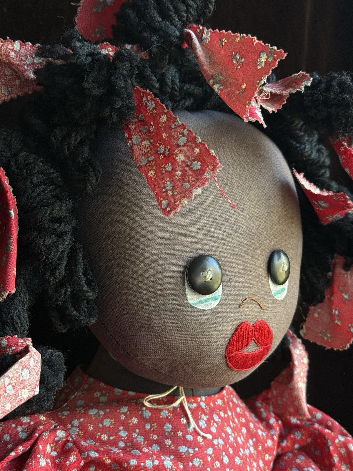 Huge Vintage 39” Artist Cloth African American Dark Complexion Girl Rag Doll