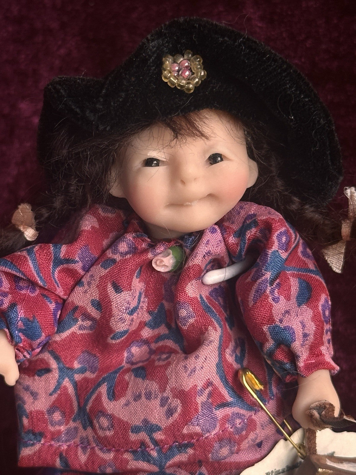 OOAK Miniature Handmade Elizabeth Cooper 6” Polymer Clay Cloth Girl Doll