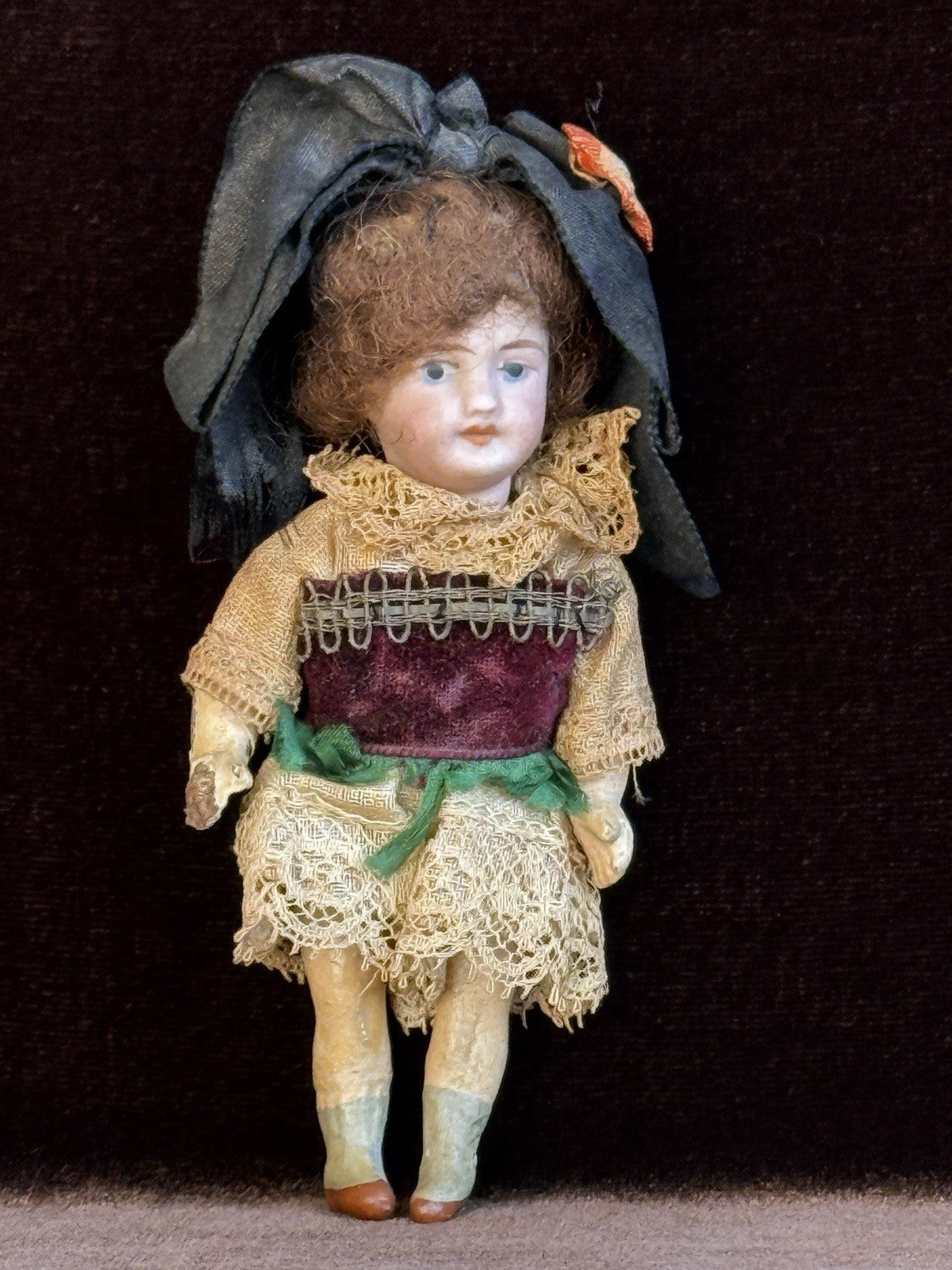 Antique French 3.75” SFBJ 301 Bisque Head Dollhouse Doll