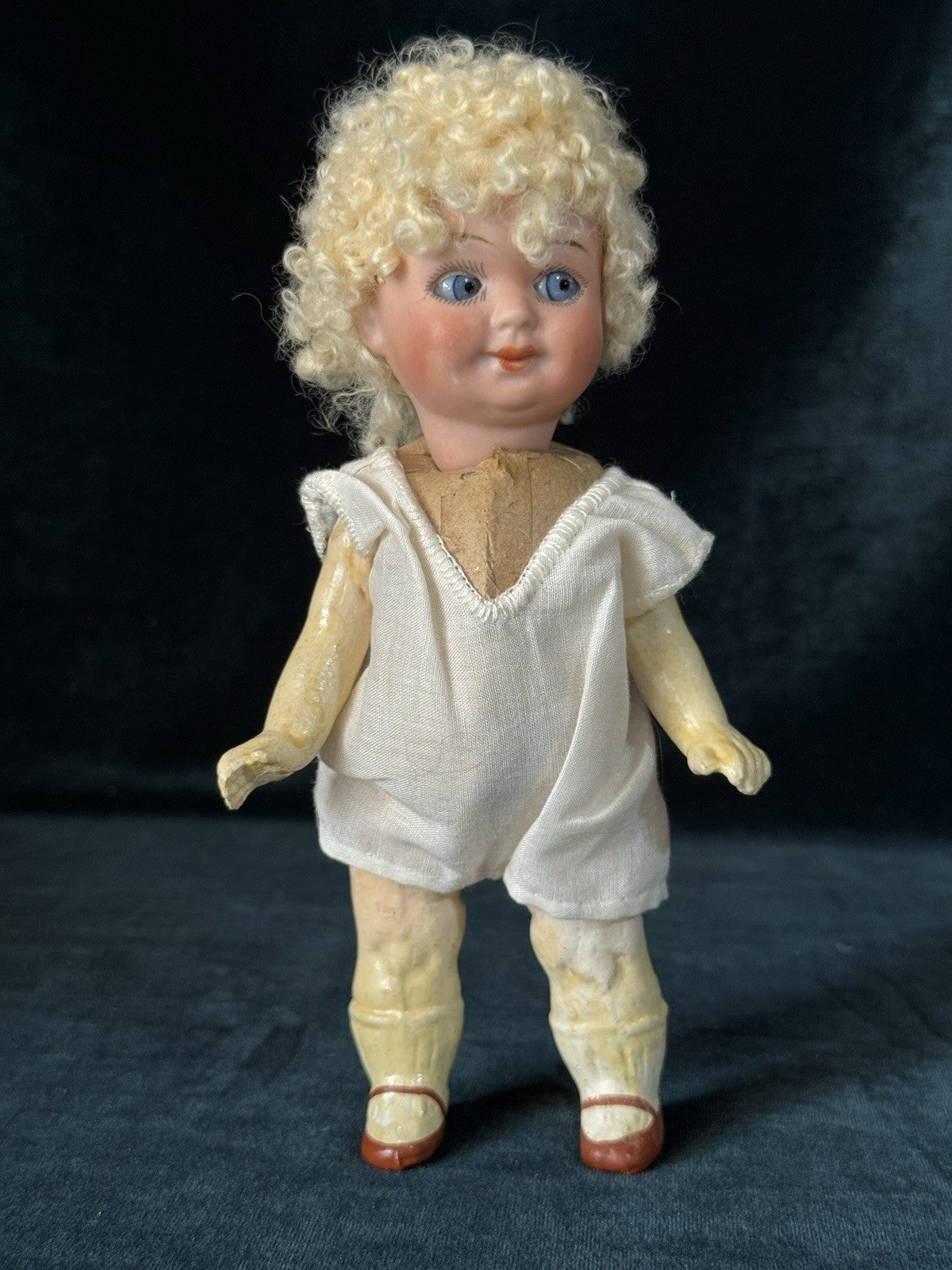 Antique German Hermann Steiner Googly Eyes 7” Doll Bisque Head