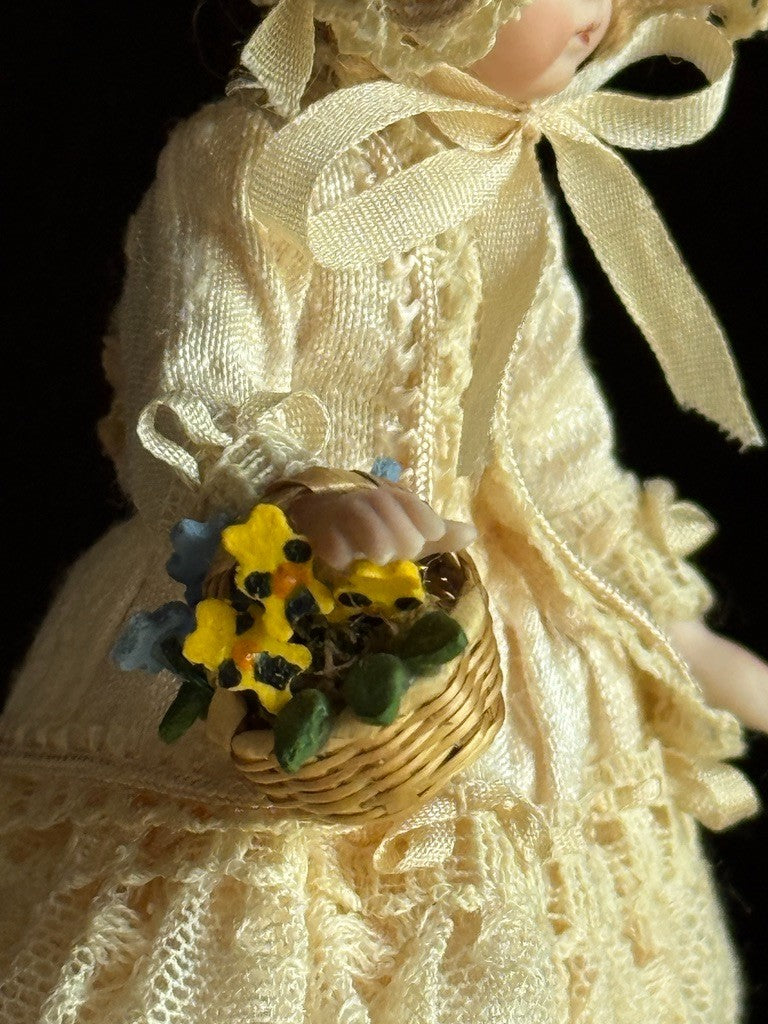 Miniature Artist 4” Porcelain Victorian Dollhouse Girl Doll