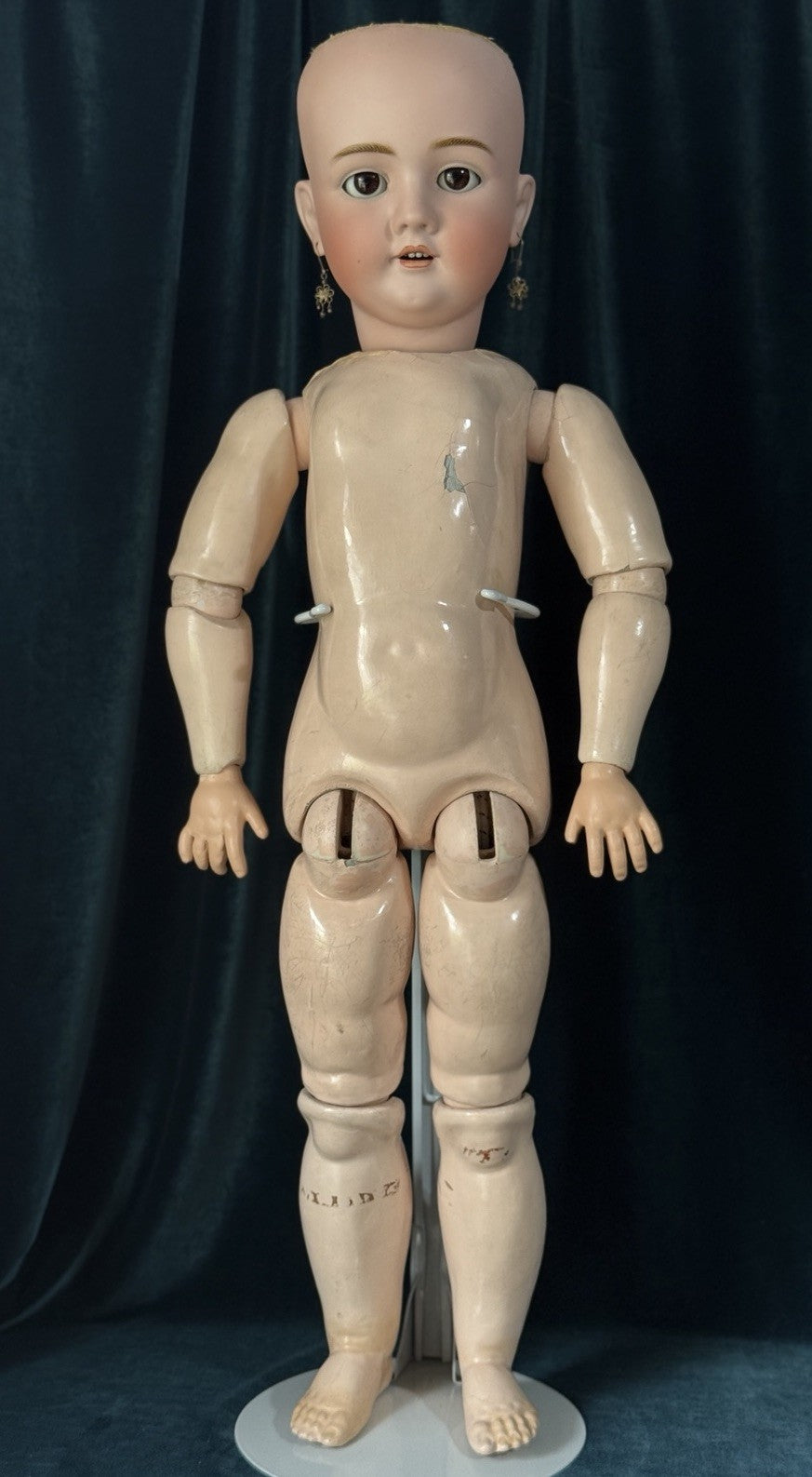 Antique German 30” Walkure Doll Bisque Head Composition Body