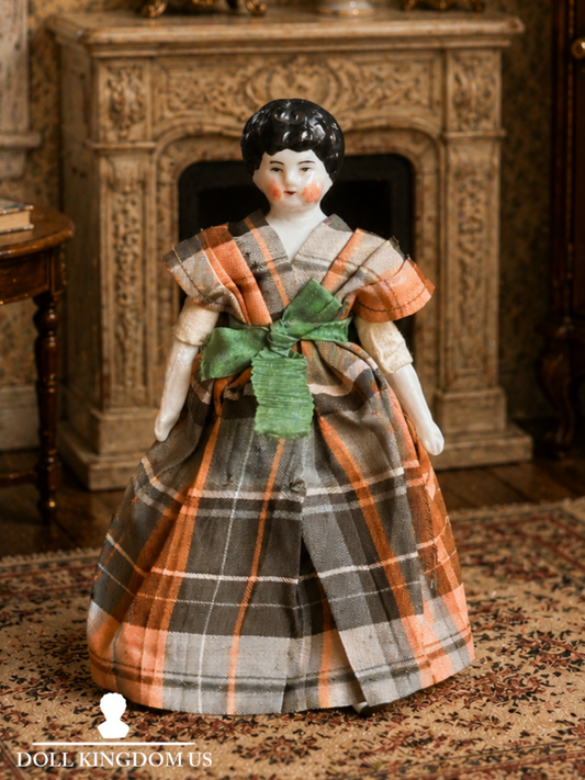 Antique German 6.5” Bisque Cloth Miniature Dollhouse Lowbrow China Doll