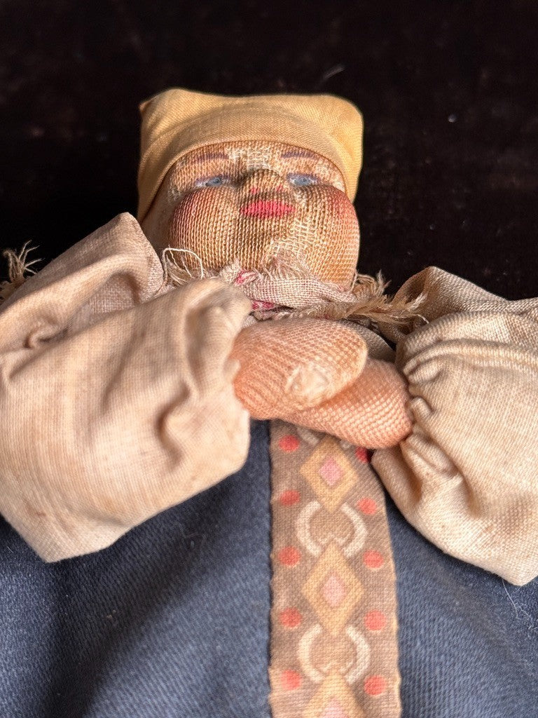 Lot of 4 Antique USSR 7” Cloth Stockinette Russian Dolls