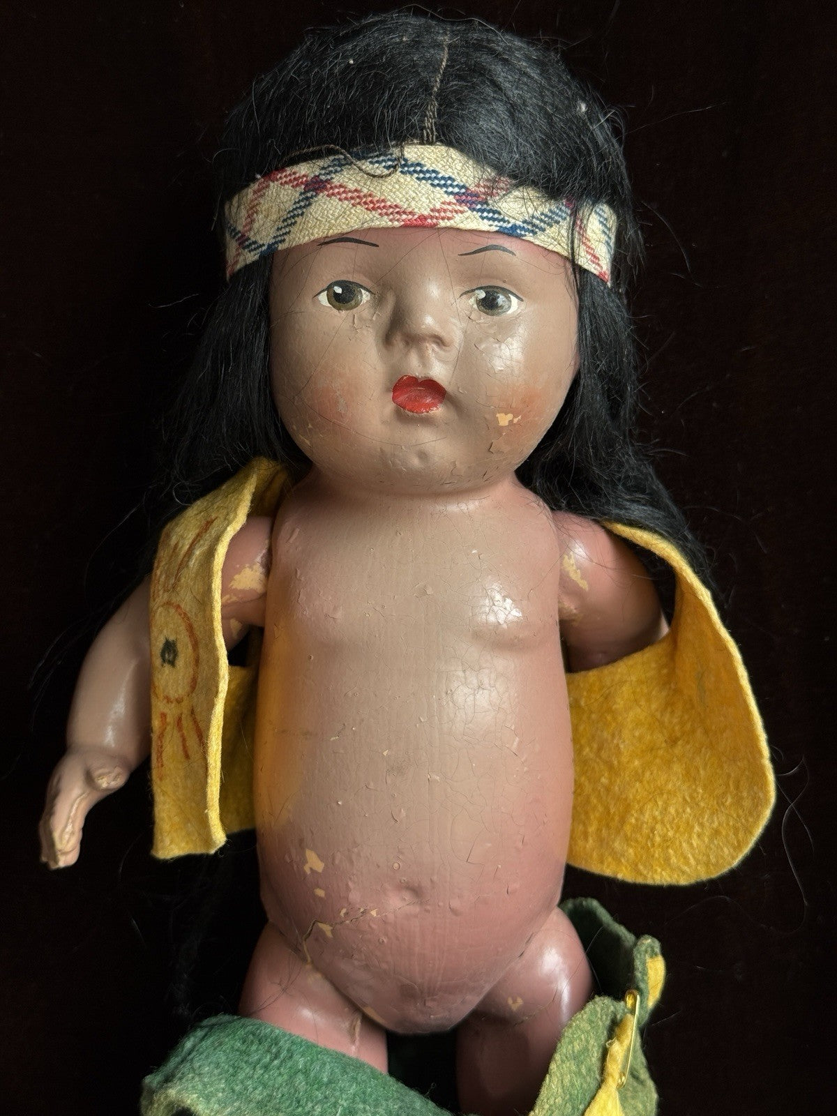 Vintage Reliable 12.5" Composition Indian Native American Doll