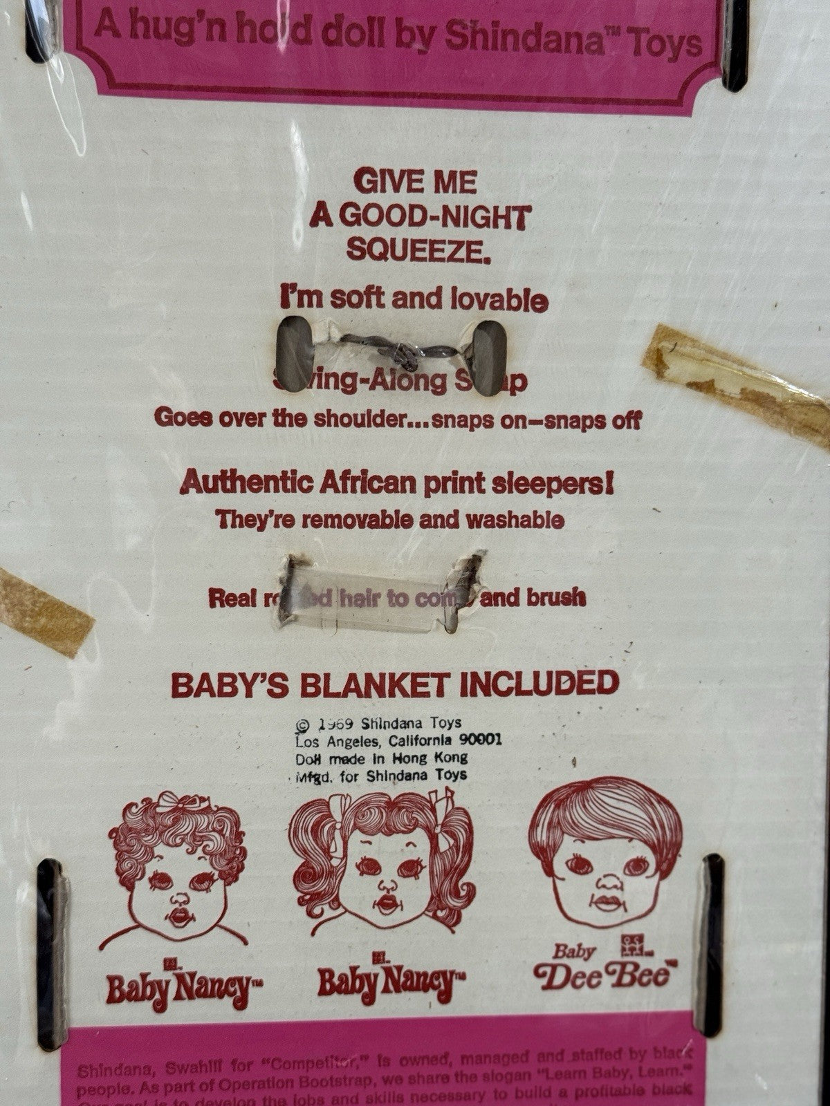 NRFB Vintage 1969 Shindana Hug’n Hold African AmerIcan Doll With Blanket