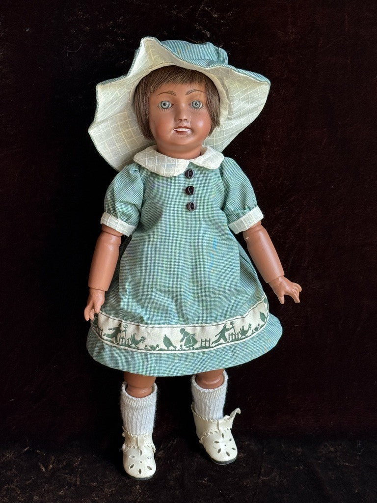 Rare Dark Complexion 12" Porcelain Composition Repro of Bleuette Unis 301 Doll
