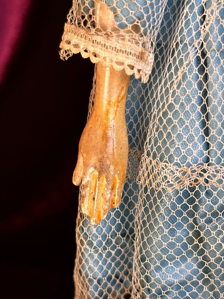 Antique German 12.75” Papier Mache Milliner’s Model Apollo Knot Coiffure Doll