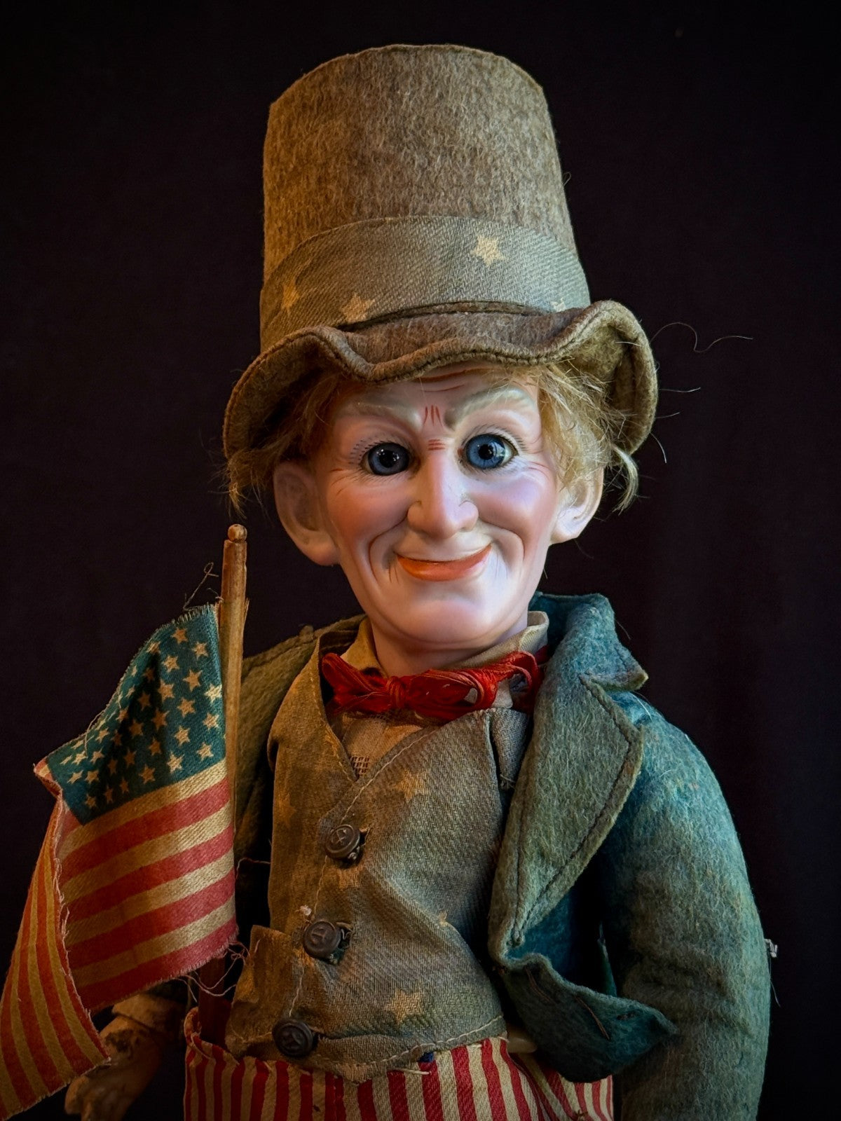 Very Rare 13.5” Antique German Cuno Otto Dressel Uncle Sam Character Bisque Doll
