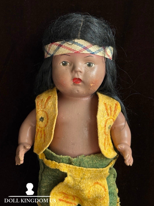 Vintage Reliable 12.5" Composition Indian Native American Doll