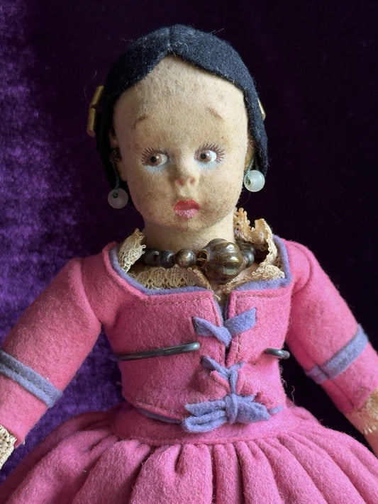 Vintage Italian 9.5” Lenci Mascotte Felt Cloth Doll with Tags