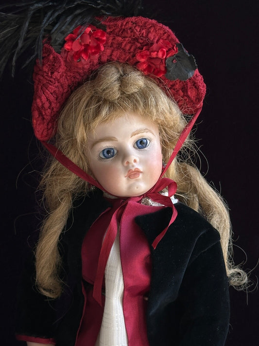 Vintage 15” Artist Reproduction of Antique French Bru Jne Porcelain Leather Doll