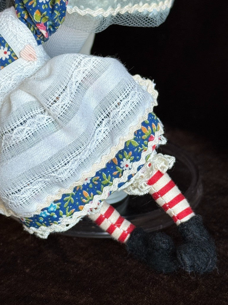 Vintage 11" Frances Ravca African American Artist Cloth Doll with Raggedy + Tag