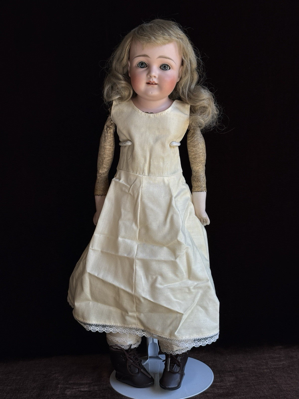 Rare Antique German 18” Early Kestner Square Teeth Bisque Shoulder Head Doll