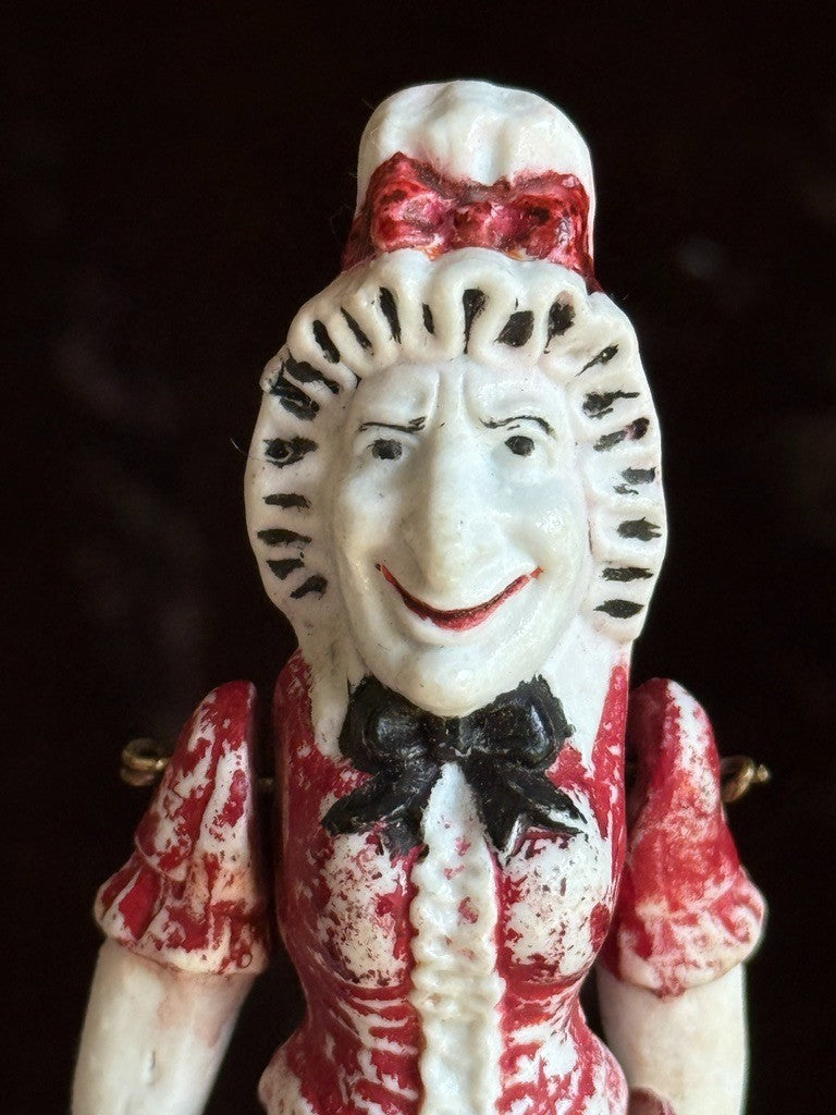 Antique German Miniature All Bisque Punch and Judy Dollhouse Character Doll