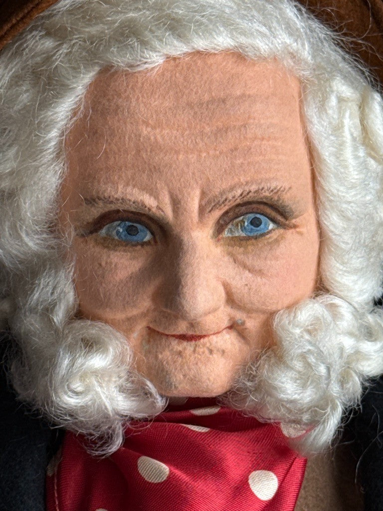 2 Large Vintage English Norah Wellings 25" Felt Cloth Elderly Couple Dolls