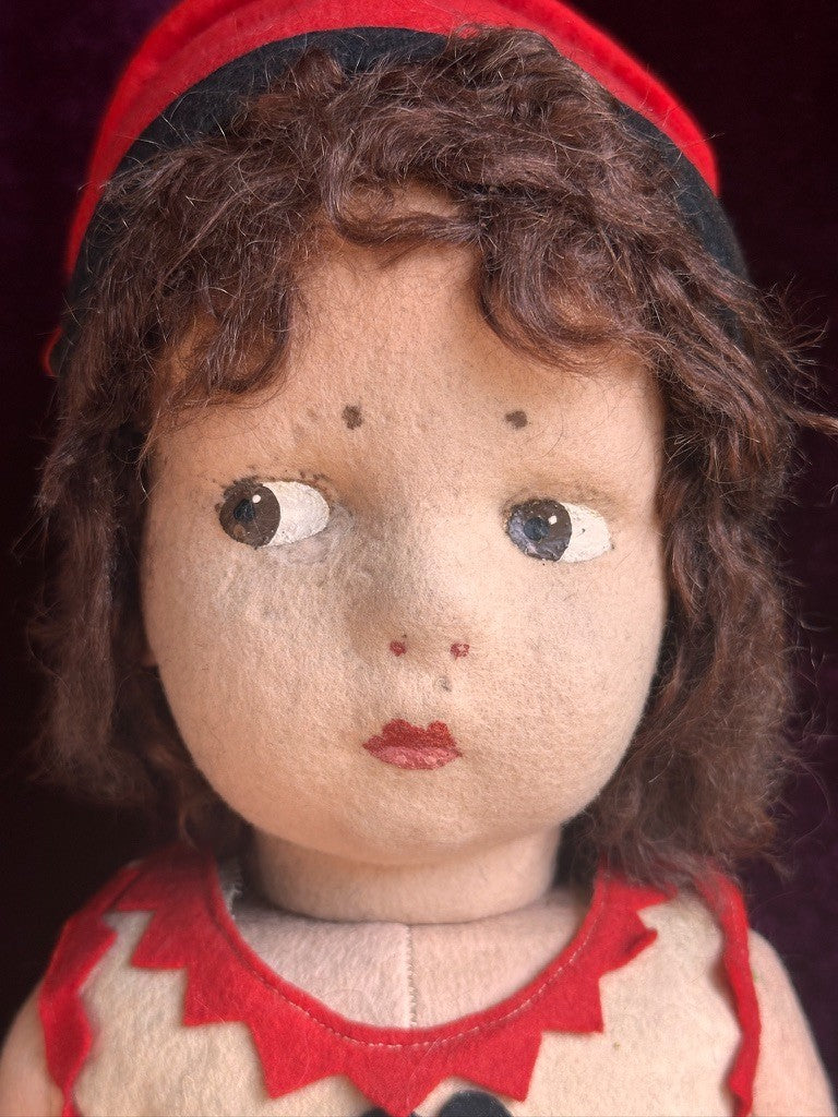 Vintage Italian 20” Early Lenci 109 Felt Cloth Doll