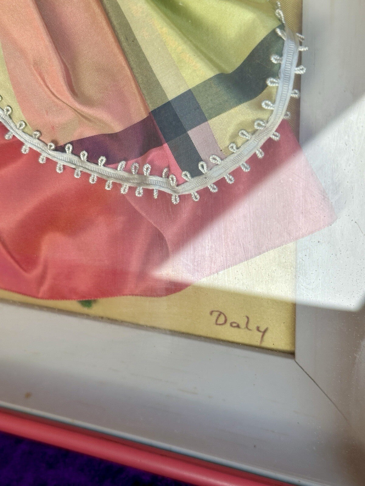 2 Vintage Framed Diorama Cloth Dolls Displays by American Artist Alice Daly