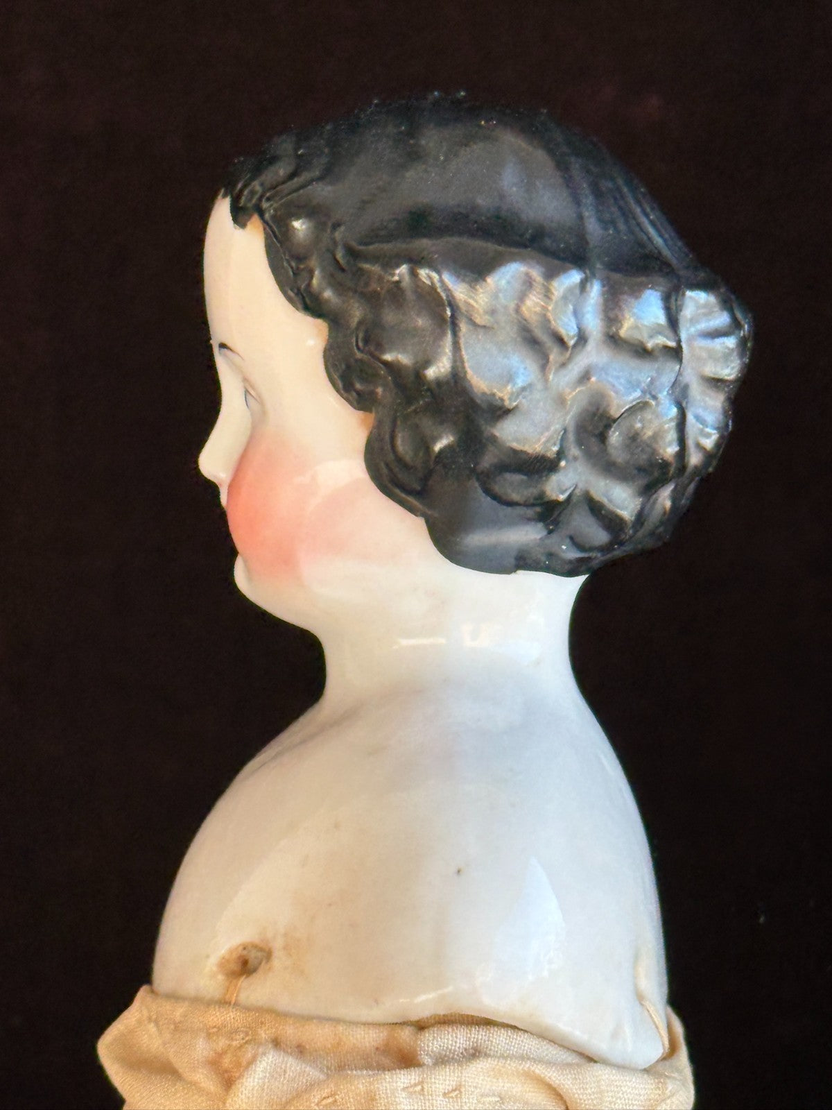 Antique German 12” Flat Top Highbrow China Shoulder Head Doll