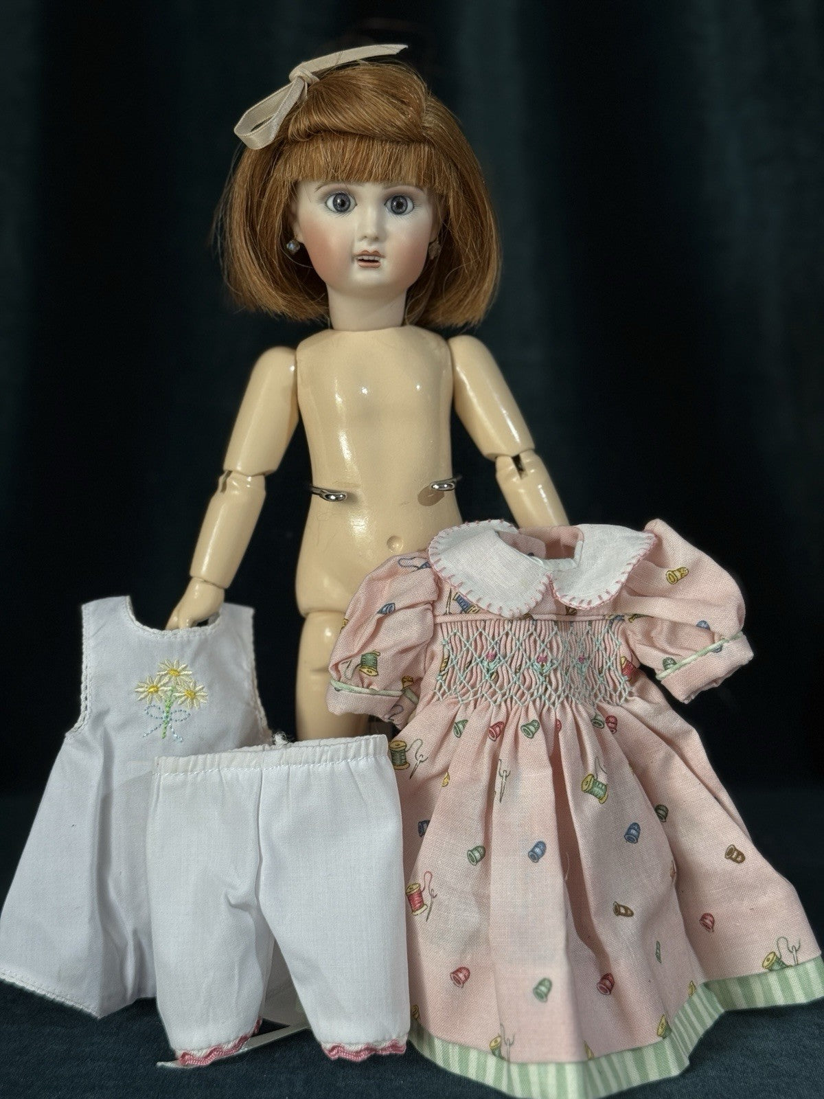 Porcelain/Composition 11” Reproduction of Antique French Bleuette Doll