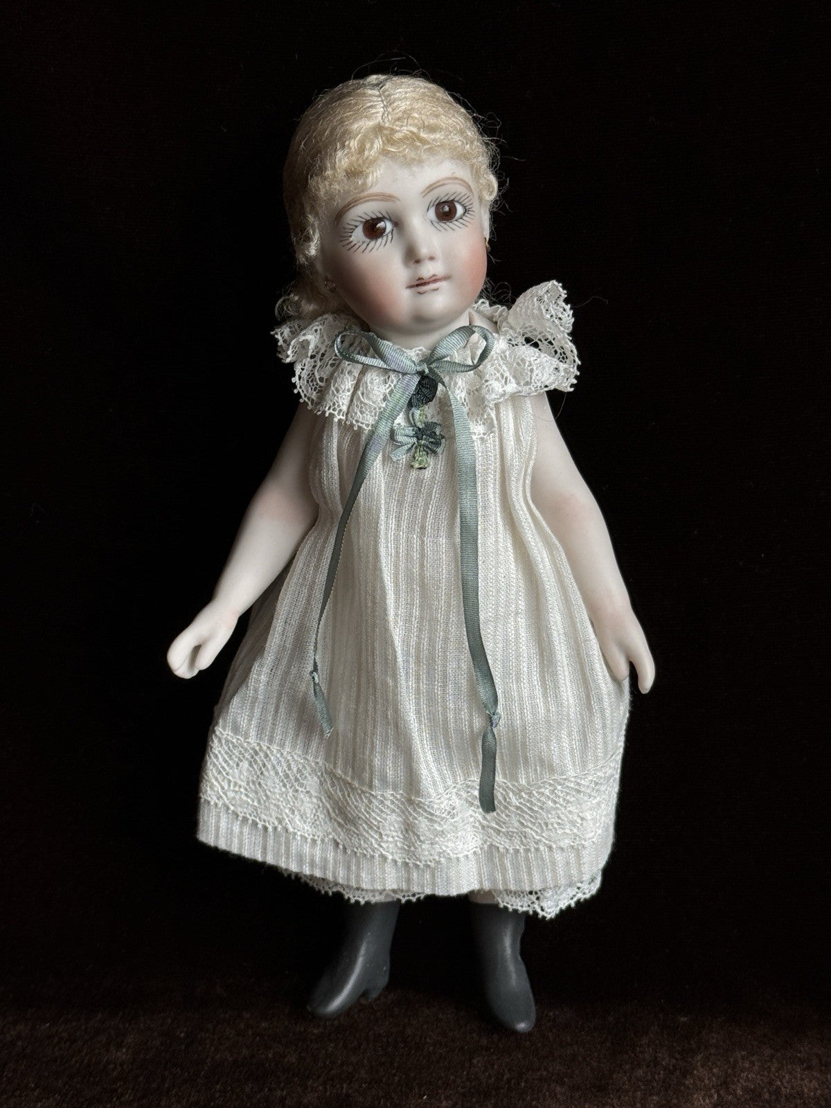 Miniature Cathy Hansen 7” Porcelain Repro of Antique French Mignonette Doll