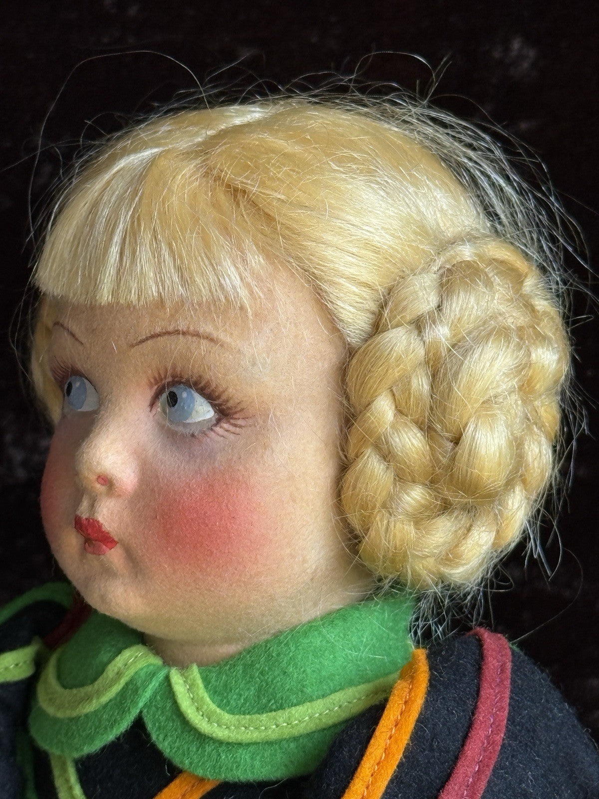 Vintage Italian 14.5” Lenci Lucy Felt Cloth Character Girl Doll with Jump Rope