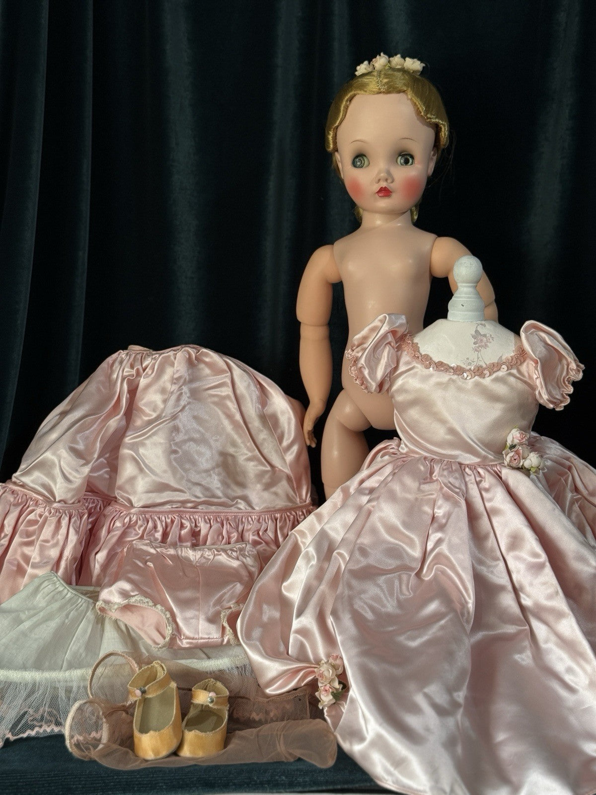 Rare!!! All Original Vintage 1950’s Madame Alexander 24” Binnie In Pink Gown