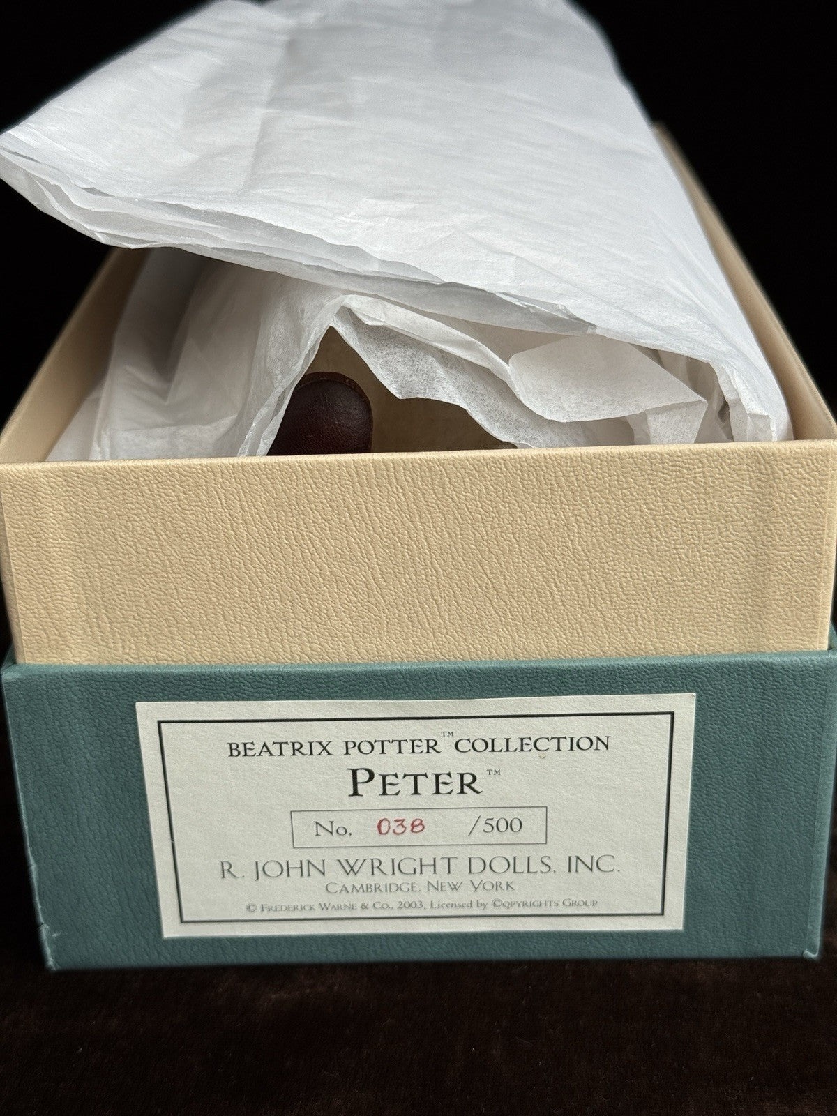 Collectible John Wright 8” Felt Peter Doll Beatrix Potter LE 500 in Box COA