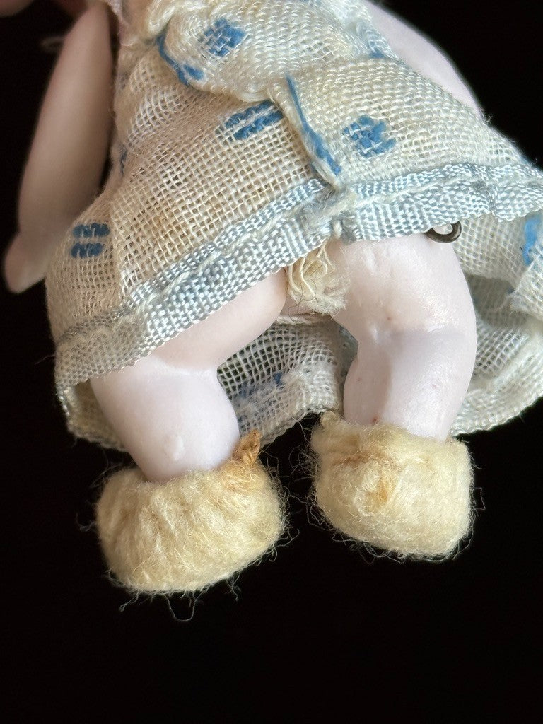 Antique German 2.5" Hertwig Miniature All Bisque Baby Doll with Open Mouth