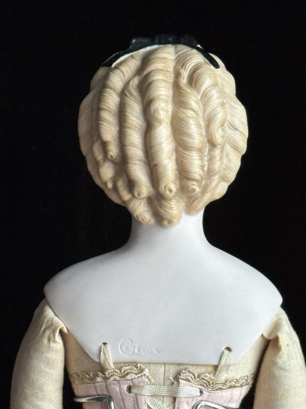 Vintage Porcelain 21.5” Signed Emma Clear Parian China Doll Pierced Ears