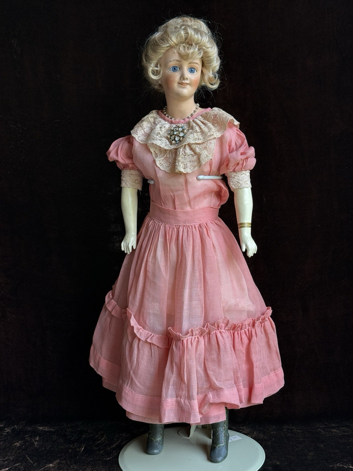 Rare 23” Antique German Cuno Otto Dressel Papier Mache Portrait Lady Doll